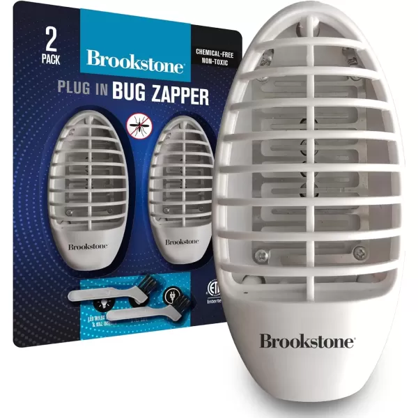 imageBrookstone Wall Plugin Bug Zapper 2 Pack  ChemicalFree ampamp NonToxic Safe for Children ampamp Pets Removable Catch Tray with Cleaning Brushes