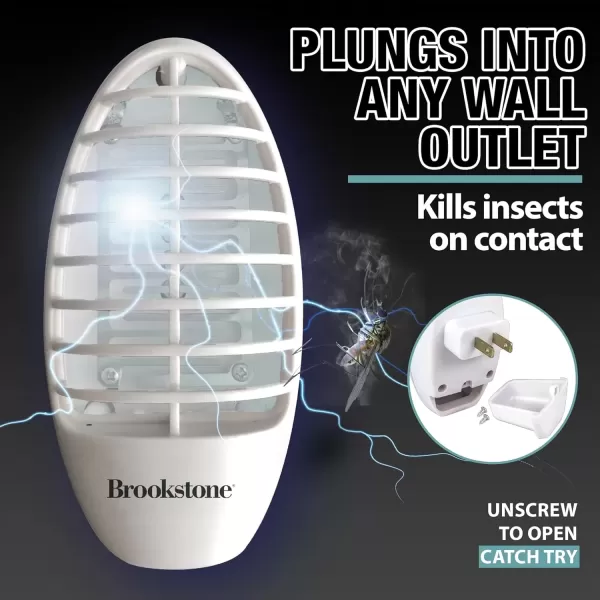 imageBrookstone Wall Plugin Bug Zapper 2 Pack  ChemicalFree ampamp NonToxic Safe for Children ampamp Pets Removable Catch Tray with Cleaning Brushes