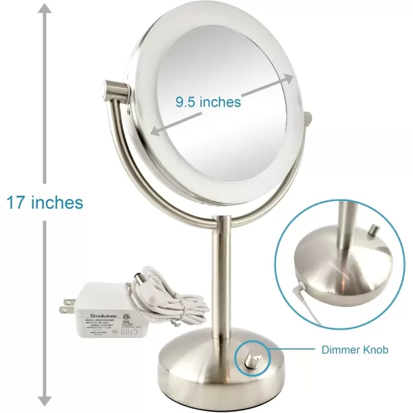 imageTabletop LED Light Makeup Mirror AC Adaptor 10x1x Magnification Chrome Finish by Brookstone