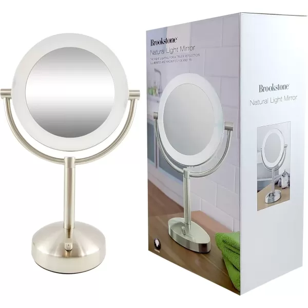 imageTabletop LED Light Makeup Mirror AC Adaptor 10x1x Magnification Chrome Finish by Brookstone