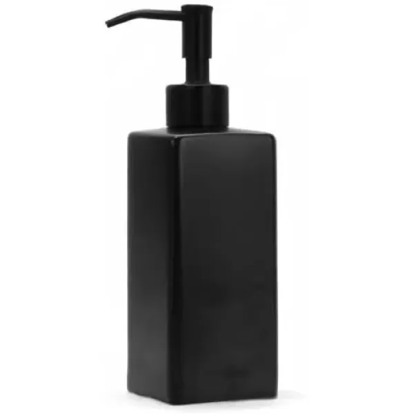 imageBROOKSTONE Ceramic Soap Dispenser with Metallic Top  Stylish and Modern Liquid Hand Soap Holder for Bathroom or Kitchen Square BlackBlack