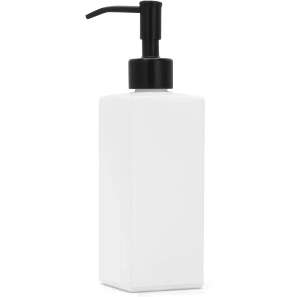 imageBROOKSTONE Ceramic Soap Dispenser with Metallic Top  Stylish and Modern Liquid Hand Soap Holder for Bathroom or Kitchen Square BlackWhite