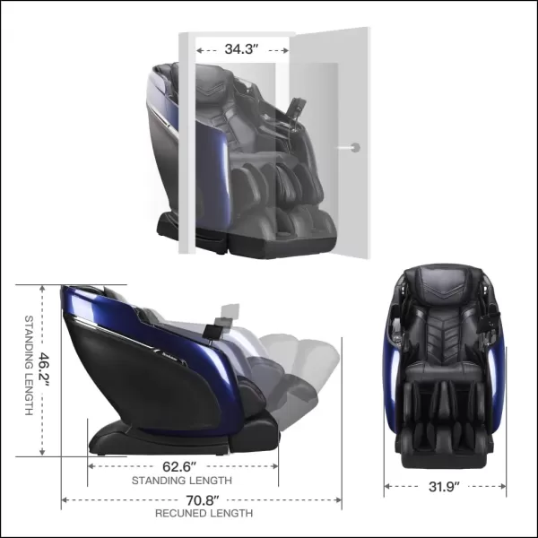 imageBrookstone BK750 Mach IX Full Body Zero Gravity 4D Humanistic Massage Chair with Heat Therapy SLCurve Track Extendable Footrest with Sole Rollers 7 Touchscreen Blue ampamp Black 2024