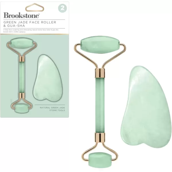 imageBrookstone Face Skin Care Roller DualSided Premium Rose Quartz Face Roller Massager  Skin Care Tool for Facial Massage Gua Sha Relaxation Anti Age Jade Roller  Lymphatic Drain Massage GreenGreen