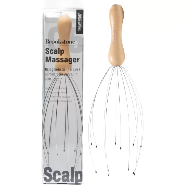 imageBrookstone Oak Head Massager Scalp  Head Massager for Relaxation  Premium Oak Head Scratcher for Stress Relief and Improved CirculationBrownOak