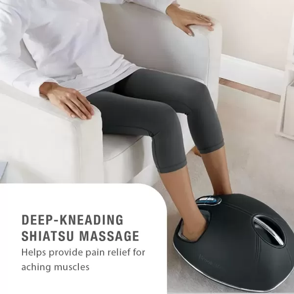 imageBrookstone Shiatsu Foot 3 Massage Programs with Heat Air Compression Deep Kneading Grey