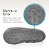imageBrookstone Plush Footies  Slippers with Memory Foam Insole  UltraSoft Sherpa Footies for Indoor Wear NonSkid Sole OneSizeFitsMost Machine Washable Slippers for WomenSherpa  Glacier Grey