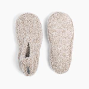 imageBrookstone Plush Footies  Slippers with Memory Foam Insole  UltraSoft Sherpa Footies for Indoor Wear NonSkid Sole OneSizeFitsMost Machine Washable Slippers for WomenFleece  Feather Gray