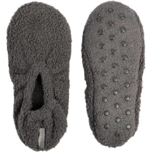 imageBrookstone Plush Footies  Slippers with Memory Foam Insole  UltraSoft Sherpa Footies for Indoor Wear NonSkid Sole OneSizeFitsMost Machine Washable Slippers for WomenKnit  Charcoal