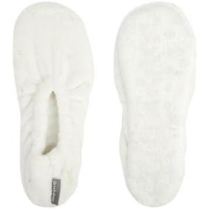 imageBrookstone Plush Footies  Slippers with Memory Foam Insole  UltraSoft Sherpa Footies for Indoor Wear NonSkid Sole OneSizeFitsMost Machine Washable Slippers for WomenPlush  Cannoli Cream