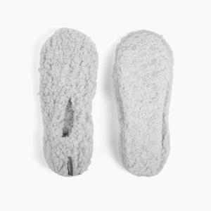 imageBrookstone Plush Footies  Slippers with Memory Foam Insole  UltraSoft Sherpa Footies for Indoor Wear NonSkid Sole OneSizeFitsMost Machine Washable Slippers for WomenSherpa  Glacier Grey