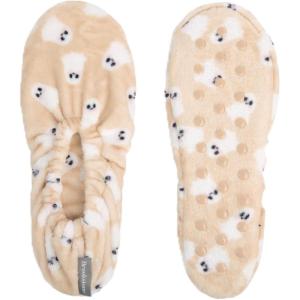 imageBrookstone Plush Footies  Slippers with Memory Foam Insole  UltraSoft Sherpa Footies for Indoor Wear NonSkid Sole OneSizeFitsMost Machine Washable Slippers for WomenPlush  Tan