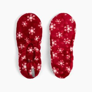 imageBrookstone Plush Footies  Slippers with Memory Foam Insole  UltraSoft Sherpa Footies for Indoor Wear NonSkid Sole OneSizeFitsMost Machine Washable Slippers for WomenPlush  Red