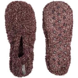 imageBrookstone Plush Footies  Slippers with Memory Foam Insole  UltraSoft Sherpa Footies for Indoor Wear NonSkid Sole OneSizeFitsMost Machine Washable Slippers for WomenKnit  Eggplant