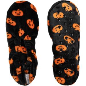 imageBrookstone Plush Footies  Slippers with Memory Foam Insole  UltraSoft Sherpa Footies for Indoor Wear NonSkid Sole OneSizeFitsMost Machine Washable Slippers for WomenPlush  Halloween