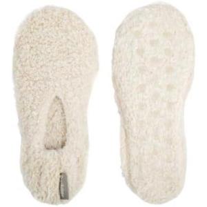 imageBrookstone Plush Footies  Slippers with Memory Foam Insole  UltraSoft Sherpa Footies for Indoor Wear NonSkid Sole OneSizeFitsMost Machine Washable Slippers for WomenFleece  Oatmeal