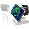 imageBrookstone 3 in 1 Wireless Charging Station Compatible with MagSafe Charger 2 Port 18W Wall Charger Rapid Cable Wireless Charger for iPhone 15141312 Pro Max iWatch Series Airpods 3 2 ProWhite with Charger