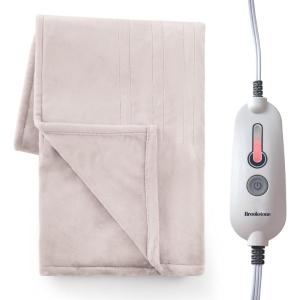 imageBrookstone Oversized Heated Throw Heated Blanket Throw  Heated Throw Blanket Electric  Heated Blankets  4 Heat Settings 4Hour Auto Shut Off 100 Polyester 50quotx60quot  TaupeTaupe