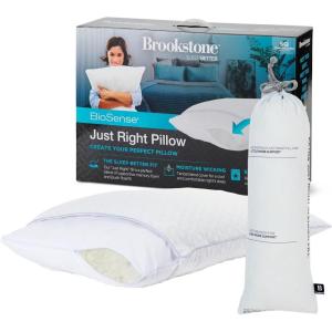 imageBrookstone x McCaffrey Dual Comfort Cooling Memory Foam Pillow  Sleep Like A Pro  Adaptive BioSense Foam Cool Touch Cover for Faster Sleep Easy Care Machine Washable 27 x 20  WhiteJust Right Pillow