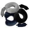 imageBrookstone Memory Foam Neck Pillow Travel Set with High Density Memory Foam Neck Pillow and Sleep Eye Mask for Vacations Airplanes Trains Buses and Cars BlueGrey