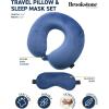 imageBrookstone Memory Foam Neck Pillow Travel Set with High Density Memory Foam Neck Pillow and Sleep Eye Mask for Vacations Airplanes Trains Buses and Cars BlueBlue