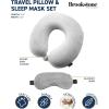 imageBrookstone Memory Foam Neck Pillow Travel Set with High Density Memory Foam Neck Pillow and Sleep Eye Mask for Vacations Airplanes Trains Buses and Cars BlueGrey