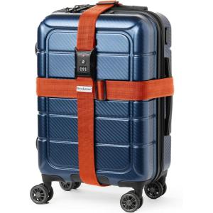 imageBrookstone Luggage Strap  2in1 Cross Luggage Suitcase Belt with Buckle and TSAApproved Keyless 3Digit Combination Lock OrangeOrange