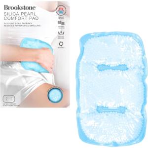 imageBrookstone Silica Pearl Comfort Pad  Ice Pack with Strap Silicone Bead Therapy Reduces Puffiness ampamp Swelling C Section Ice Pack Gel Heating Pad Hot or Cold Reusable Soothing ampamp Calming WhiteBlue