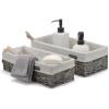 imageBROOKSTONE 2 PIECE SET Wicker Storage Basket with Crafted Side Handles Boho Organization and Storage Woven Decorative Shelf Bin Over the Toilet Paper Reserve Suitable for Any Home Dcor Style