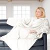 imageBrookstone NAP Wearable Throw Blanket  Reversible Ultra Soft Polyester Fabric with Sleeves for Your Arms  The Ultimate Blanket for Warmth and Mobility  Ivory