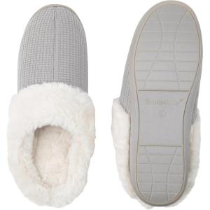 imageBrookstone Classic Comfort Memory Foam Slippers  Womens Memory Foam Indoor Slippers  Warm ampamp Comfortable Cozy Slippers for Women  Soft Plush Lining NonSlip Sole Indoor SlippersGrey