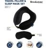 imageBrookstone Memory Foam Neck Travel Pillow Set  High Density Stuffable U Shaped Travel Neck Pillow and Sleep Mask Set for Car Airplane Travels and Sleep Black ContouredBlack Contoured