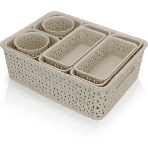 imageBrookstone 10Piece MultiPurpose Organizing Set  Nesting Baskets for Drawers ampamp Vanity Customizable Storage EcoFriendly Versatile for Home Office Bathroom and Kitchen