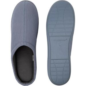 imageBrookstone Classic Comfort Memory Foam Mens Indoor Slippers  Warm ampamp Comfortable Soft Plush Lining NonSlip SoleDusty Blue
