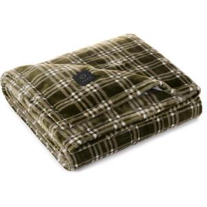 imageBrookstone Heated Throw Blanket  Heat Blankets Electric  Faux Fur Heated Throw Blanket 4 Heat Settings 4Hour Auto Shut Off 100 Polyester 50quotx60quot  Chic PlaidGreen Plaid