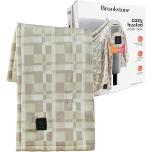 imageBrookstone Heated Throw Blanket  Heat Blankets Electric  Faux Fur Heated Throw Blanket 4 Heat Settings 4Hour Auto Shut Off 100 Polyester 50quotx60quot  Chic PlaidChic Plaid