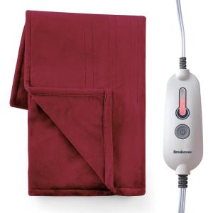 imageBrookstone Heated Throw Blanket  Heat Blankets Electric  Faux Fur Heated Throw Blanket 4 Heat Settings 4Hour Auto Shut Off 100 Polyester 50quotx60quot  Chic PlaidRed