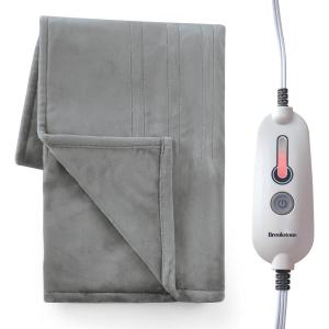 imageBrookstone Heated Throw Blanket  Heat Blankets Electric  Faux Fur Heated Throw Blanket 4 Heat Settings 4Hour Auto Shut Off 100 Polyester 50quotx60quot  Chic PlaidCharcoal