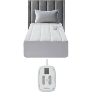 imageBrookstone Matelass Knit Heated Mattress Pad  Queen Size  10 Heat Settings Auto ShutOff Machine Washable Soft Quilted Cover  WhiteWhite