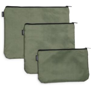 imageBrookstone Travel Storage Pouch  3 Piece Flexible and Expandable Travel Zipper Pouch Set for Toiletry Makeup and Cosmetics Size One Size OrangeOlive