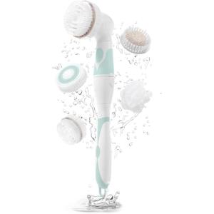 imageBrookstone Multi Face and Body Cleansing Brush Set  4 Interchangeable Brush Heads  Rotating Technology for Deep Cleansing  Waterproof Design  WhiteMintWhiteMint