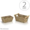imageBROOKSTONE  2 PIECE SET Wicker Storage Basket with Crafted Wood Handles Organization and Storage Container Decorative Shelf Bin Over the Toilet Paper Reserve Suitable for Any Home Dcor Style