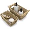 imageBROOKSTONE  2 PIECE SET Wicker Storage Basket with Crafted Wood Handles Organization and Storage Container Decorative Shelf Bin Over the Toilet Paper Reserve Suitable for Any Home Dcor Style