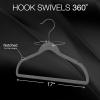 imageBROOKSTONE 50 Pack Velvet Hangers NonSlip 360 Swivel Hook Lightweight ampamp Slim Strong ampamp Durable Space Saving Design Heavy Duty Wont Stain FabricGray