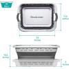 imageBROOKSTONE Collapsing Laundry Basket LEAVE ADHESIVE IN PLACE TO AVOID RESIDUE Comfort Grip Handles Smart Space Saving Structure Portable Pop Up Storage Box only 3 Inches High When Folded