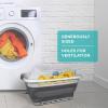 imageBROOKSTONE Collapsing Laundry Basket LEAVE ADHESIVE IN PLACE TO AVOID RESIDUE Comfort Grip Handles Smart Space Saving Structure Portable Pop Up Storage Box only 3 Inches High When Folded
