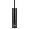 imageBROOKSTONE Toilet Brush and Holder Set for Bathroom with Splash Guard for Deep Cleaning Compact and Space Saving Stylish Toilet Bowl Cleaners ChromeBlack With Stripe