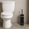 imageBROOKSTONE Toilet Brush and Holder Set for Bathroom with Splash Guard for Deep Cleaning Compact and Space Saving Stylish Toilet Bowl Cleaners ChromeBlack With Stripe