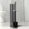imageBROOKSTONE Toilet Brush and Holder Set for Bathroom with Splash Guard for Deep Cleaning Compact and Space Saving Stylish Toilet Bowl Cleaners ChromeGun Metal