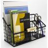 imageBrookstone BKH8002 Desk Organizer Sectional Office Pen Caddy Stockholm Desktop Collection Black Finish Steel Pencil Holder